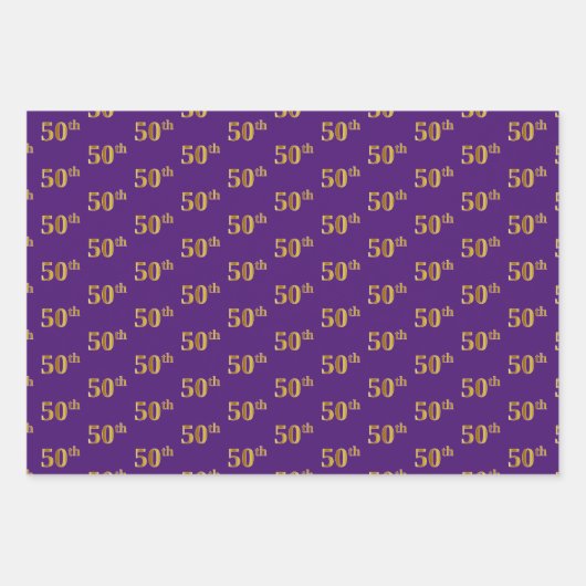 Extravagant Green, Gray, Lila, Imitate Gold 50. Ev Geschenkpapier Set (Vorderseite 3)