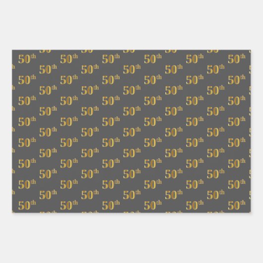 Extravagant Green, Gray, Lila, Imitate Gold 50. Ev Geschenkpapier Set (Vorderseite 2)