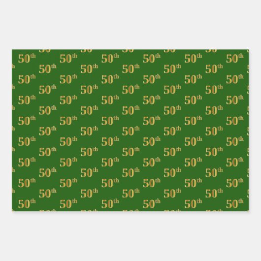 Extravagant Green, Gray, Lila, Imitate Gold 50. Ev Geschenkpapier Set (Vorderseite)