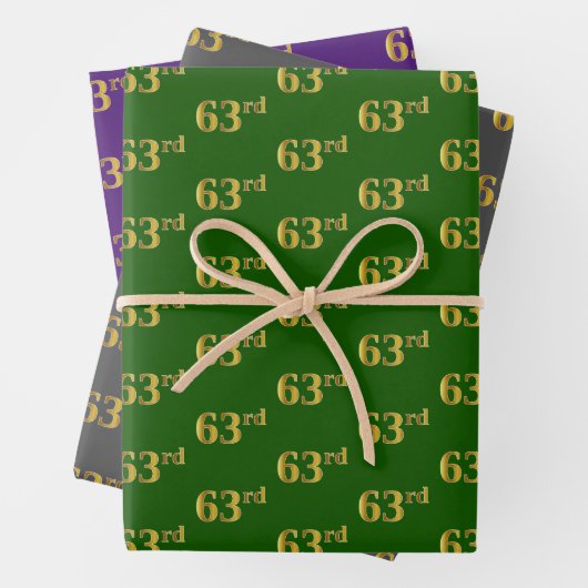 Extravagant Green, Gray, Lila, Imitate Gold 63. Ve Geschenkpapier Set (Beispiel)