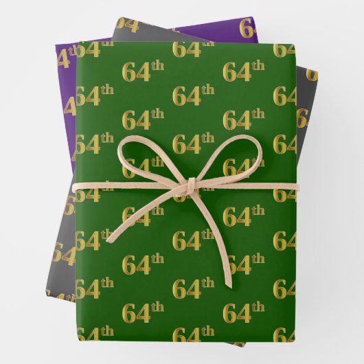 Extravagant Green, Gray, Lila, Imitate Gold 64. Ev Geschenkpapier Set (Beispiel)