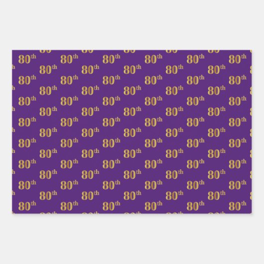 Extravagant Green, Gray, Lila, Imitate Gold 80. Ev Geschenkpapier Set (Vorderseite 3)