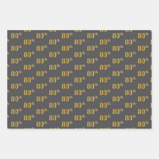 Extravagant Green, Gray, Lila, Imitate Gold 80. Ev Geschenkpapier Set (Vorderseite 2)