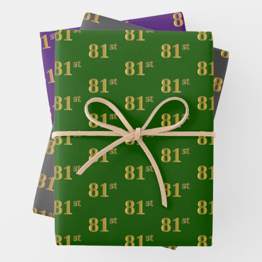 Extravagant Green, Gray, Lila, Imitate Gold 81. Ve Geschenkpapier Set (Beispiel)