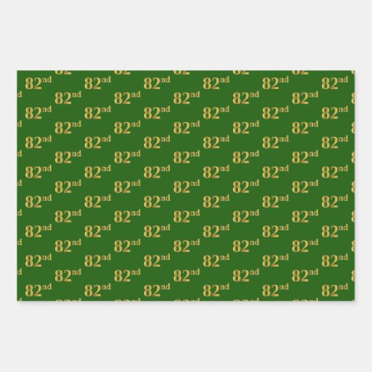 Extravagant Green, Gray, Lila, Imitate Gold 82. Ev Geschenkpapier Set (Vorderseite)