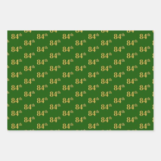 Extravagant Green, Gray, Lila, Imitate Gold 84. Ev Geschenkpapier Set (Vorderseite)