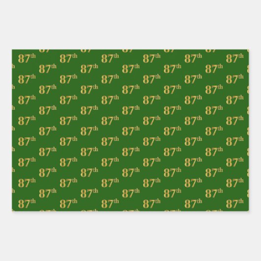 Extravagant Green, Gray, Lila, Imitate Gold 87. Ev Geschenkpapier Set (Vorderseite)