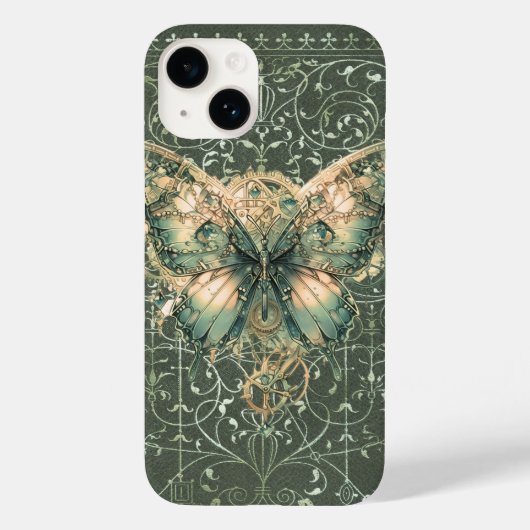 Extravagant Green Steampunk Butterfly Case-Mate iPhone Hülle (Rückseite)