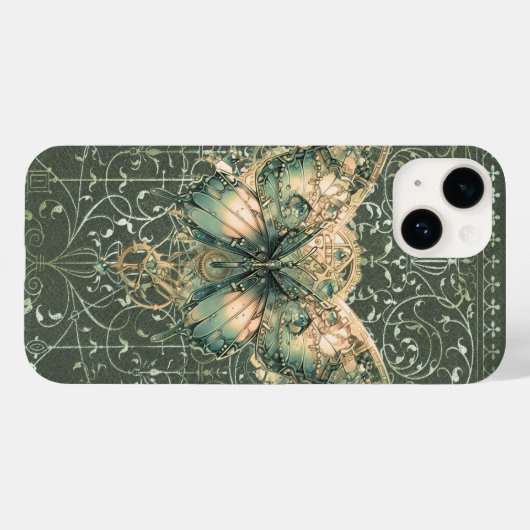 Extravagant Green Steampunk Butterfly Case-Mate iPhone Hülle (Rückseite (Horizontal))