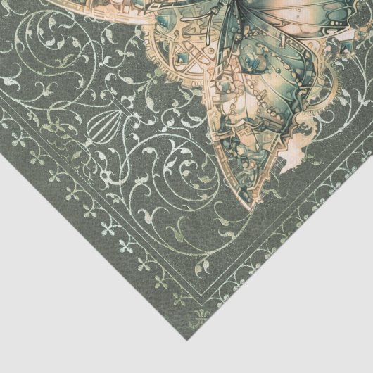 Extravagant Green Steampunk Butterfly Seidenpapier (Ausschnitt)