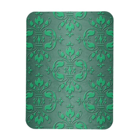 Extravagant Green Two Tone Damask Magnet (Vertikal)