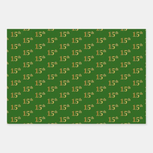 Extravagant grün, grau, Lila, Imitate Gold 15. Ver Geschenkpapier Set (Vorderseite)