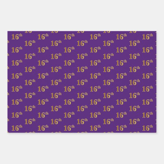 Extravagant grün, grau, Lila, Imitate Gold 16. Ver Geschenkpapier Set (Vorderseite 3)