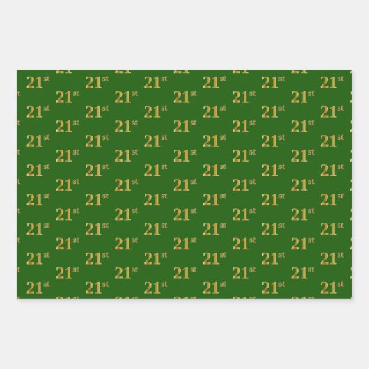 Extravagant grün, grau, Lila, Imitate Gold 21. Ver Geschenkpapier Set (Vorderseite)