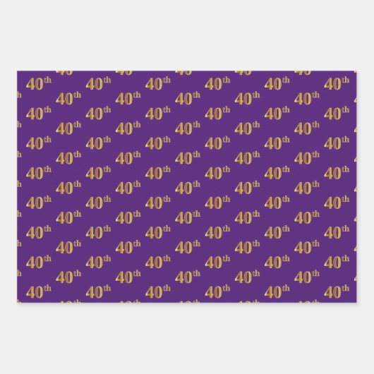 Extravagant grün, grau, Lila, Imitate Gold 40. Ver Geschenkpapier Set (Vorderseite 3)