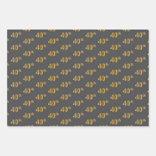 Extravagant grün, grau, Lila, Imitate Gold 40. Ver Geschenkpapier Set (Vorderseite 2)