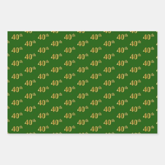 Extravagant grün, grau, Lila, Imitate Gold 40. Ver Geschenkpapier Set (Vorderseite)