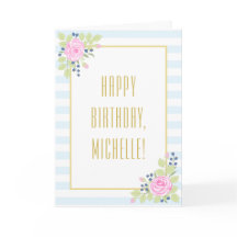 Extravagant Happy Birthday Rose Blueberry Grußkart