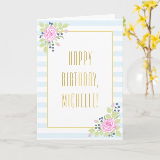 Extravagant Happy Birthday Rose Blueberry Grußkart Karte (Gelbe Blume)