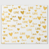 Extravagant Hearts Gold Weiße Liebe Confetti Valen Geschenkpapier (Flach)