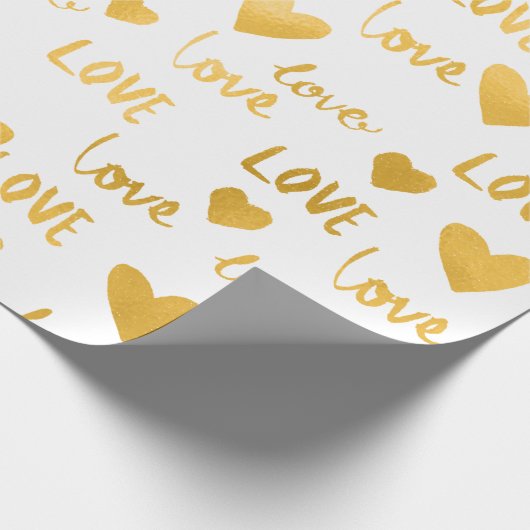 Extravagant Hearts Gold Weiße Liebe Confetti Valen Geschenkpapier (Ecke)