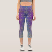 Extravagant Hearts Lila Blue Gradient Capri Leggin (Vorderseite)