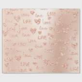 Extravagant Hearts Rose Glitzer Liebe Confetti Val Geschenkpapier (Flach)