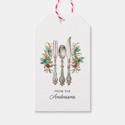 Extravagant Holiday Silverware Personalisiert Geschenkanhänger (Vorderseite)