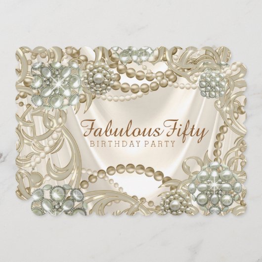 Extravagant Hollywood Glam Pearl Birthday Party Einladung (Vorne/Hinten)
