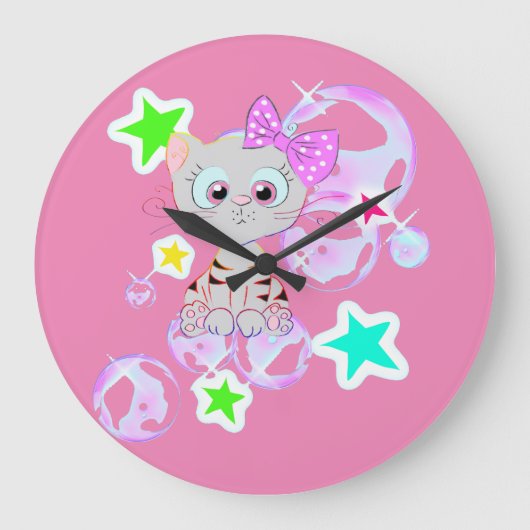 Extravagant Kitten - Große Wanduhr (Vorderseite)