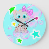 Extravagant Kitten - Große Wanduhr (Vorderseite)