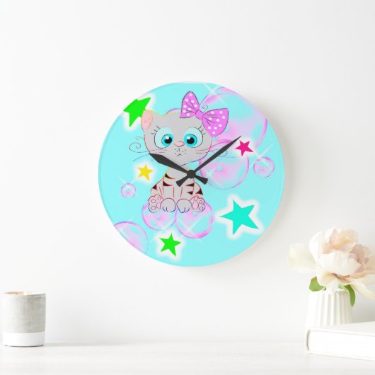Extravagant Kitten - Große Wanduhr (Zuhause)
