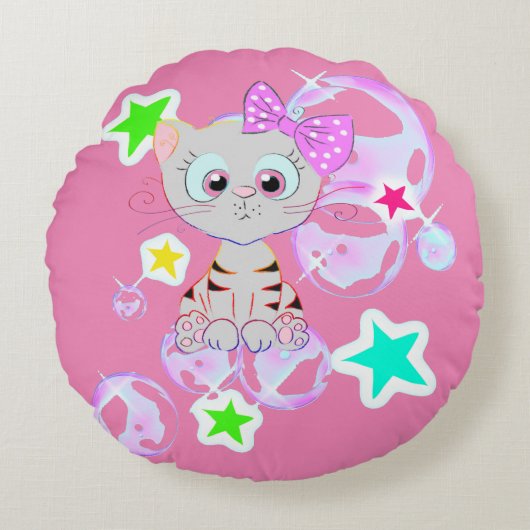 Extravagant Kitten - Rundes Kissen (Vorderseite)
