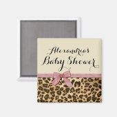 Extravagant Leopard Pink Bow Girl Babydusche Magnet (Vorderseite/Rückseite)