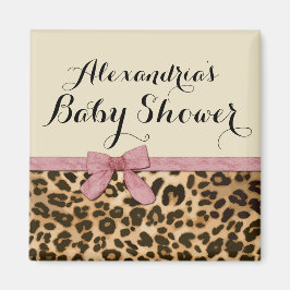 Extravagant Leopard Pink Bow Girl Babydusche Magnet