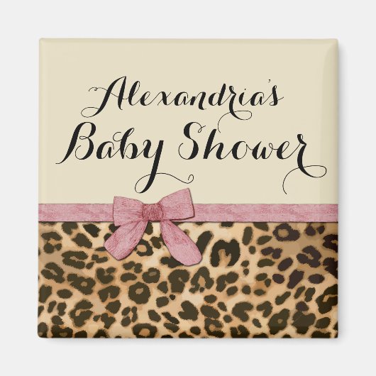 Extravagant Leopard Pink Bow Girl Babydusche Magnet (Vorne)