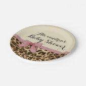 Extravagant Leopard Pink Bow Girl Babydusche Pappteller (Schrägansicht)
