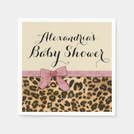Extravagant Leopard Pink Bow Girl Babydusche Serviette