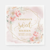 Extravagant Light Pink Gold Blume Sweet 16 Birthda Serviette (Vorderseite)