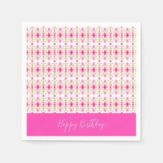 Extravagant Little Pink Floral Gemustert Serviette (Vorderseite)