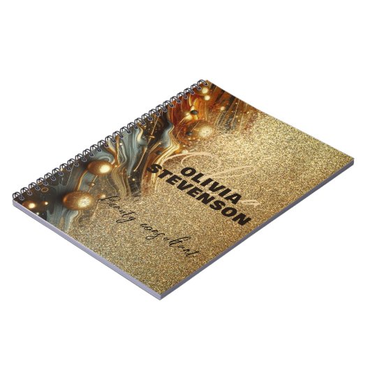 Extravagant Luxus Glam Gold Glittery Marmor Notizblock (Linke Seite)