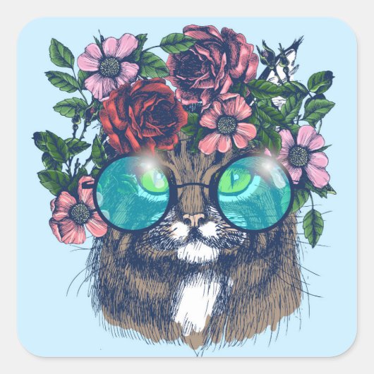 Extravagant Maine Coon Quadratischer Aufkleber (Vorderseite)