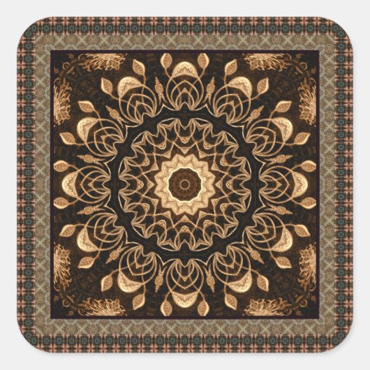 Extravagant Mandala Quadratischer Aufkleber (Vorderseite)