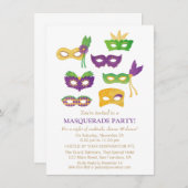 Extravagant Mardi Gras Masquerade Party Einladunge Einladung (Vorne/Hinten)