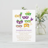 Extravagant Mardi Gras Masquerade Party Einladunge Einladung (Stehend Vorderseite)