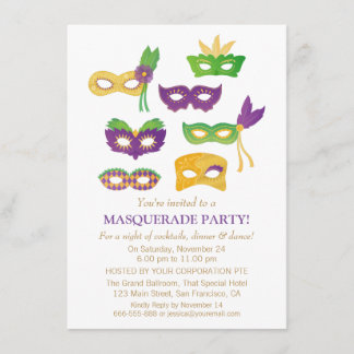 Extravagant Mardi Gras Masquerade Party Einladunge Einladung