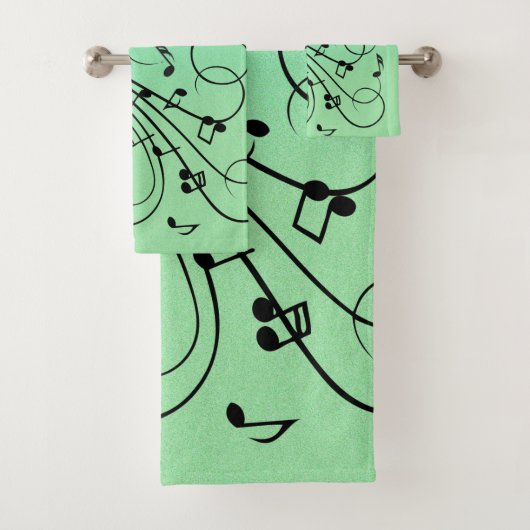 Extravagant Notes Green Music Design Badhandtuch Set (Insitu)