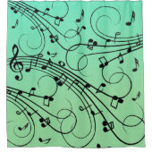 Extravagant Notes Green Music Design Duschvorhang (Vorderseite)