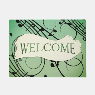 Extravagant Notes Green Music Design Fußmatte