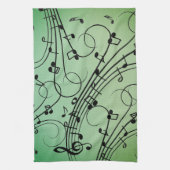 Extravagant Notes Green Music Design Geschirrtuch (Vertikal)